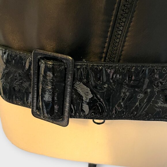 *RARE* Leather Moto Jacket Coat by Montreal Designer Veronique D’Aragon MEDIUM - Picture 8 of 9